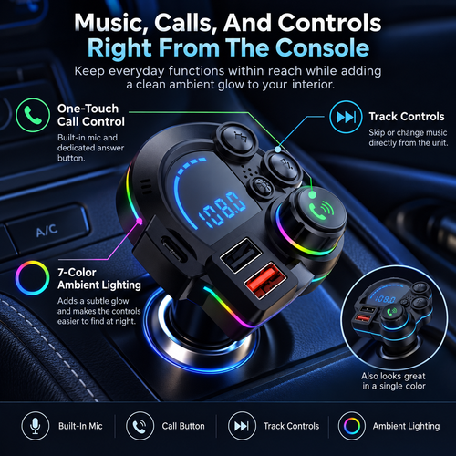 Bluetooth FM Transmitter Car Charger Kit
