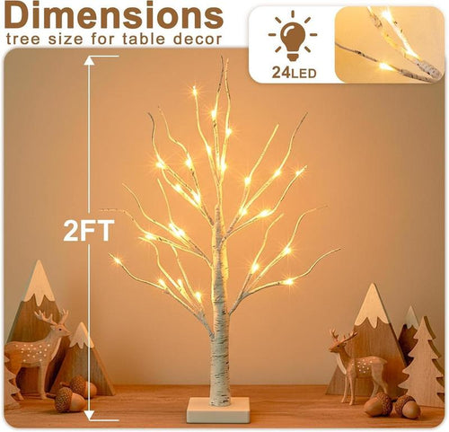 2FT Lighted Birch Tree 2-Pack