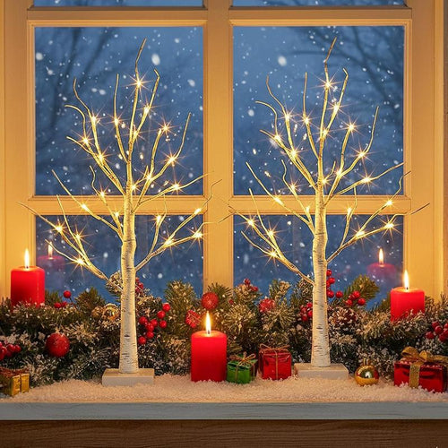 2FT Lighted Birch Tree 2-Pack