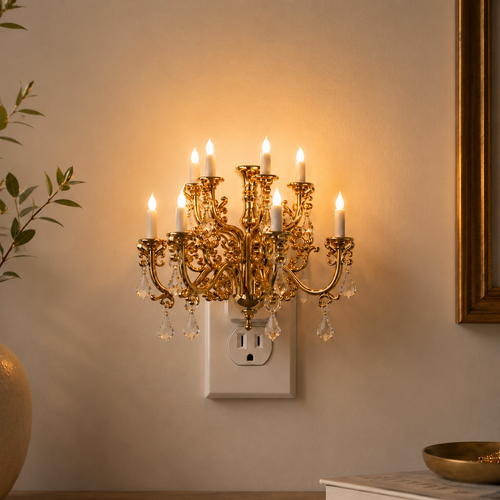 Mini Chandelier Night Light (2-Pack): Plug-In Romantic Glow
