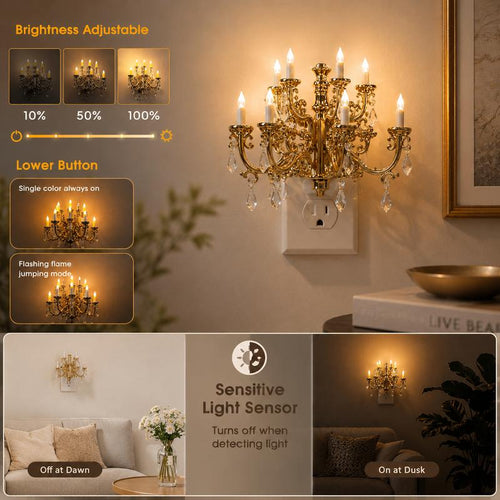 Mini Chandelier Night Light (2-Pack): Plug-In Romantic Glow