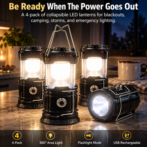 Collapsible LED Lantern 4-Pack