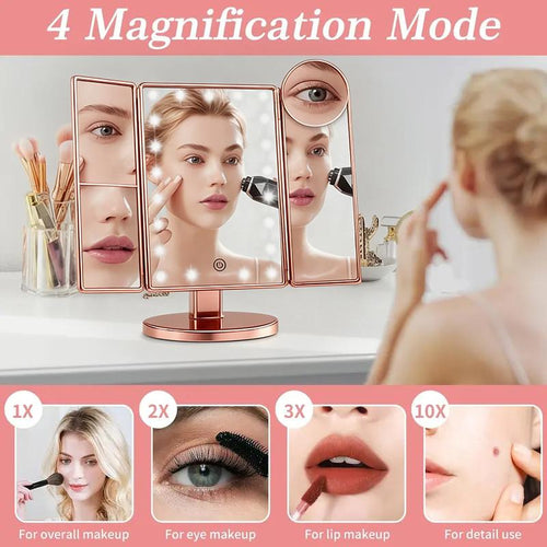 Trifold Lighted Makeup Vanity Mirror