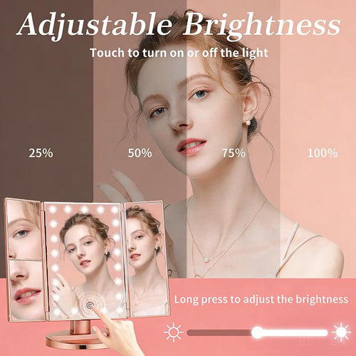 Trifold Lighted Makeup Vanity Mirror