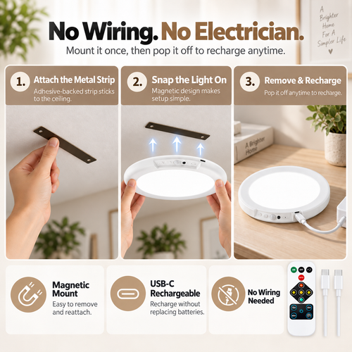 Motion Sensor Ceiling Light 2-Pack: 30-Second Install