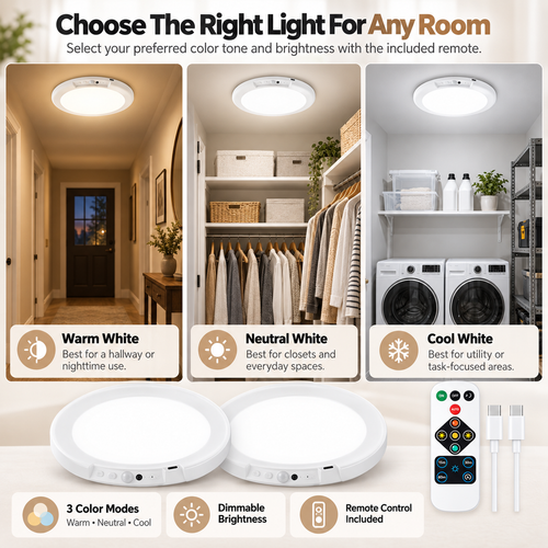 Motion Sensor Ceiling Light 2-Pack: 30-Second Install