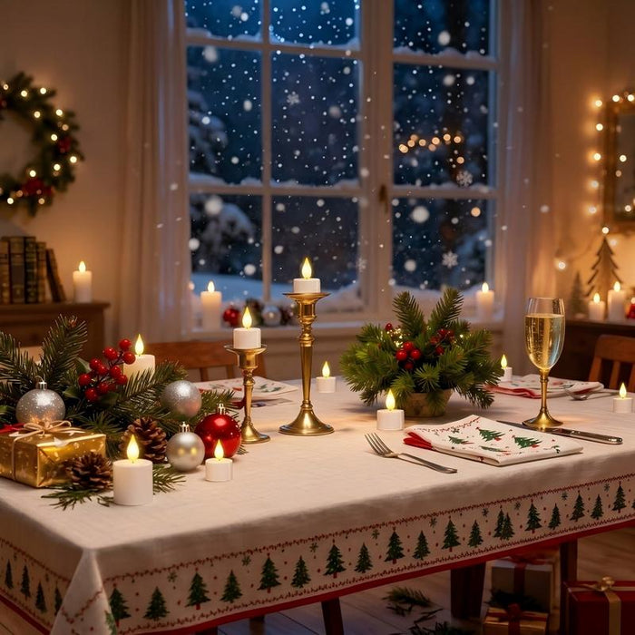 Twelve tea lights that recharge together. One remote turns them all on.