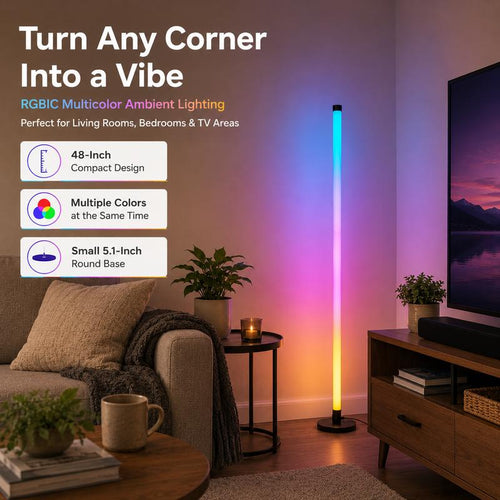 48in RGBIC Corner Floor Lamp: The Ultimate Vibe & Setup Upgrade