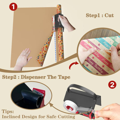 2-in-1 Gift Wrap Cutter & Tape Dispenser 2-Pack