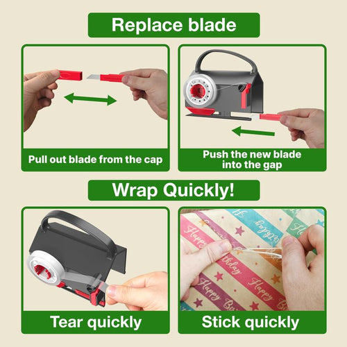2-in-1 Gift Wrap Cutter & Tape Dispenser 2-Pack